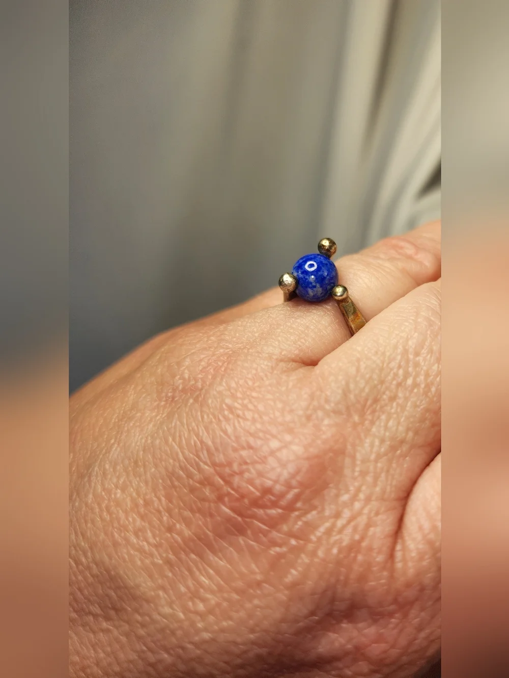Sterling Silver Blue Lapis Orb Ring   Sz 7.25
